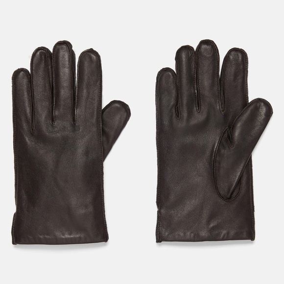 VINCE Men’s Classic Cashmere-Lined Leather Glove Espresso (Dark Brown) Size L